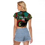 Custom NAIDOC Week 2025 Panthers Raglan Cropped T Shirt Go Mountain Men Indigenous Art