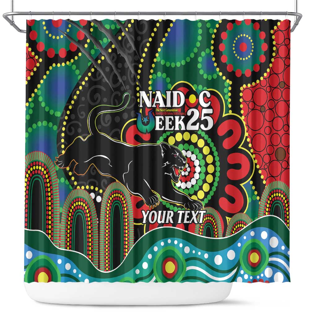 Custom NAIDOC Week 2025 Panthers Shower Curtain Go Mountain Men Indigenous Art