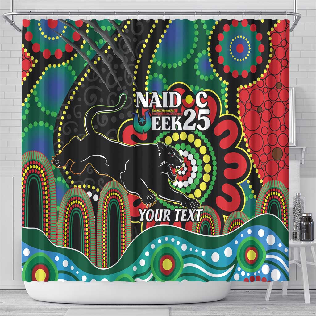 Custom NAIDOC Week 2025 Panthers Shower Curtain Go Mountain Men Indigenous Art