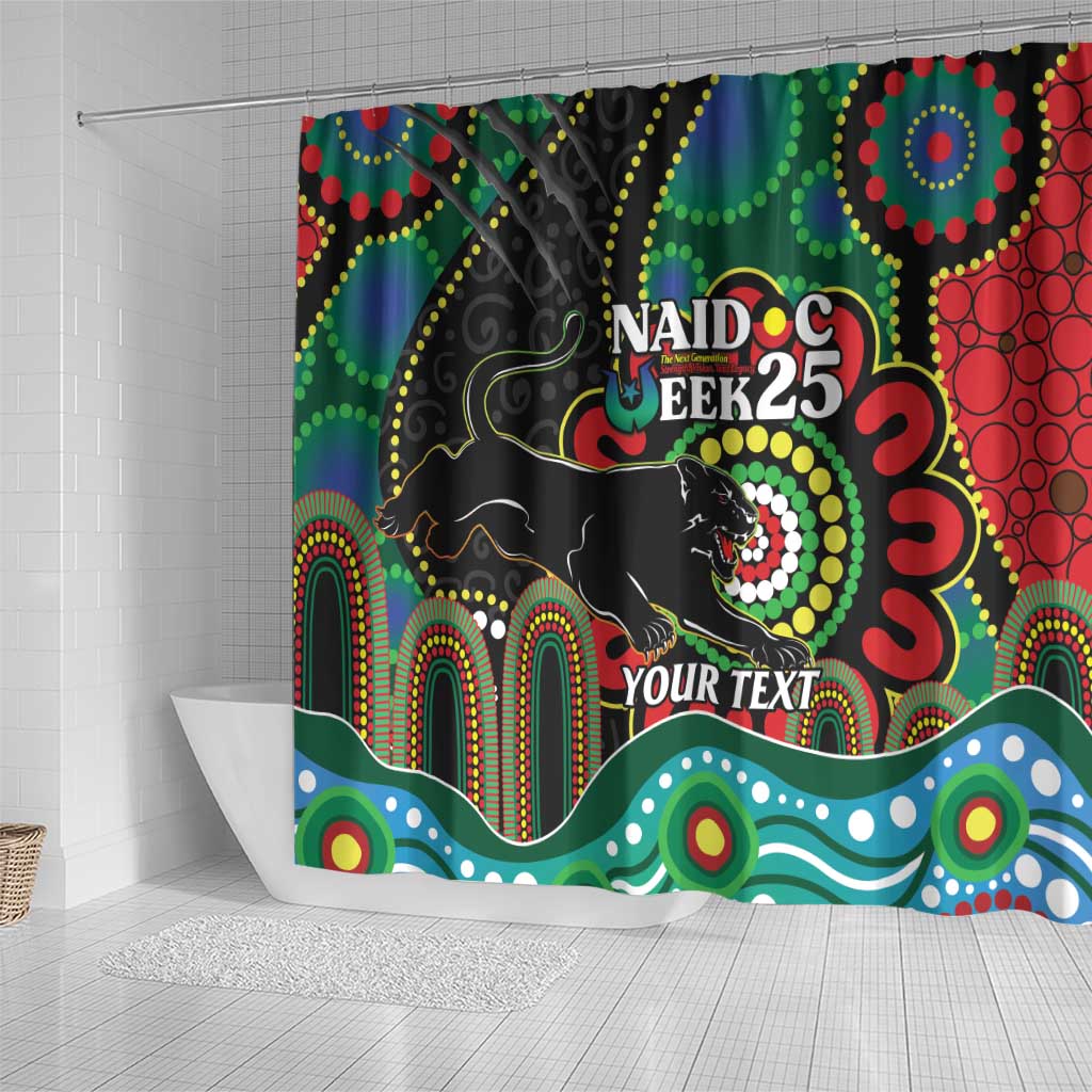 Custom NAIDOC Week 2025 Panthers Shower Curtain Go Mountain Men Indigenous Art