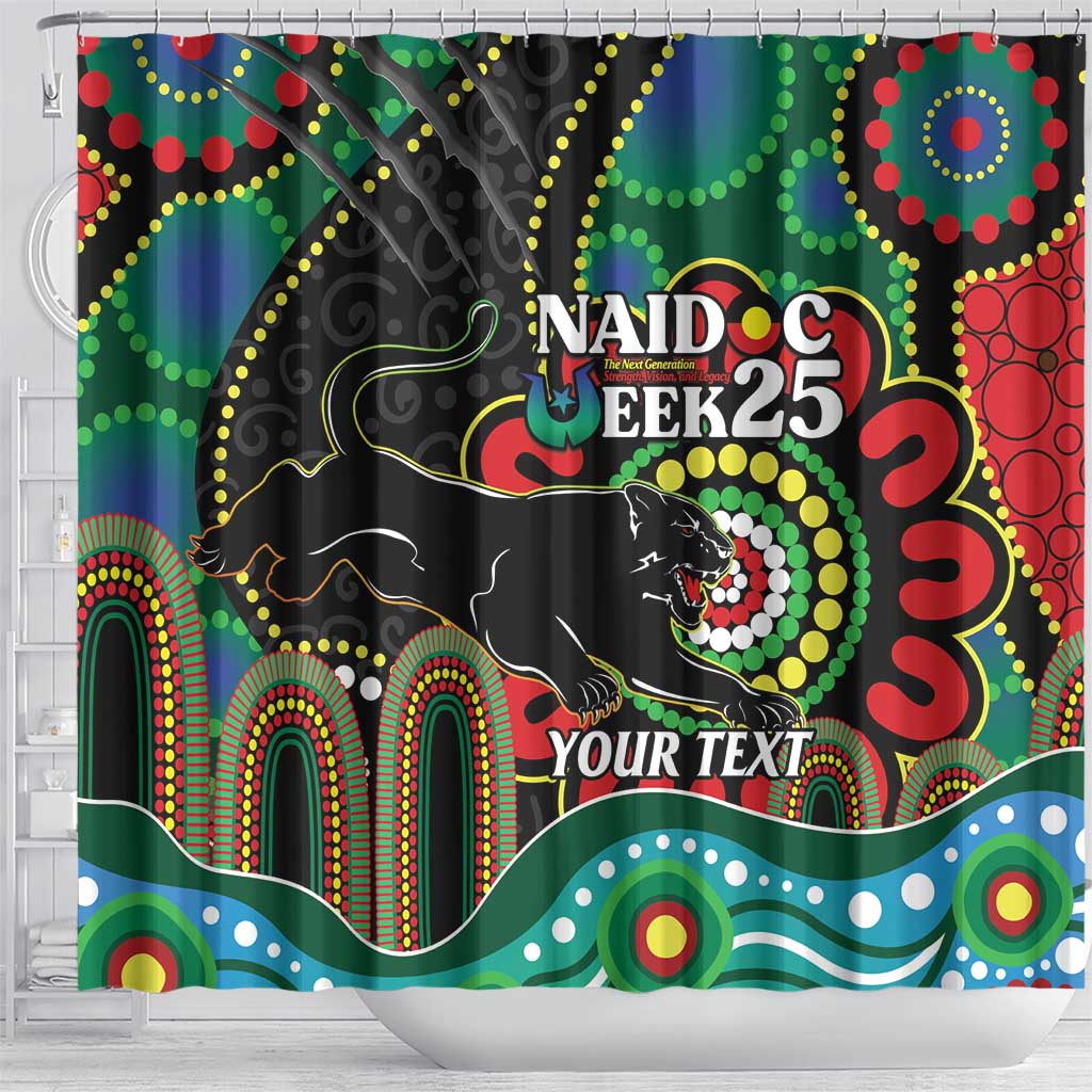 Custom NAIDOC Week 2025 Panthers Shower Curtain Go Mountain Men Indigenous Art