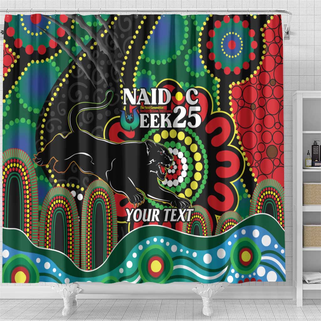 Custom NAIDOC Week 2025 Panthers Shower Curtain Go Mountain Men Indigenous Art