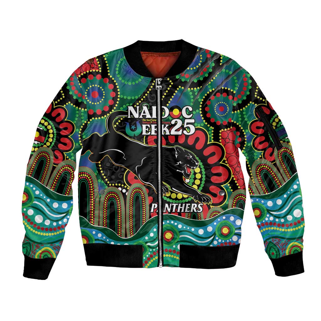 Custom NAIDOC Week 2025 Panthers Sleeve Zip Bomber Jacket Go Mountain Men Indigenous Art