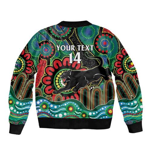 Custom NAIDOC Week 2025 Panthers Sleeve Zip Bomber Jacket Go Mountain Men Indigenous Art