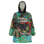 Custom NAIDOC Week 2025 Panthers Wearable Blanket Hoodie Go Mountain Men Indigenous Art