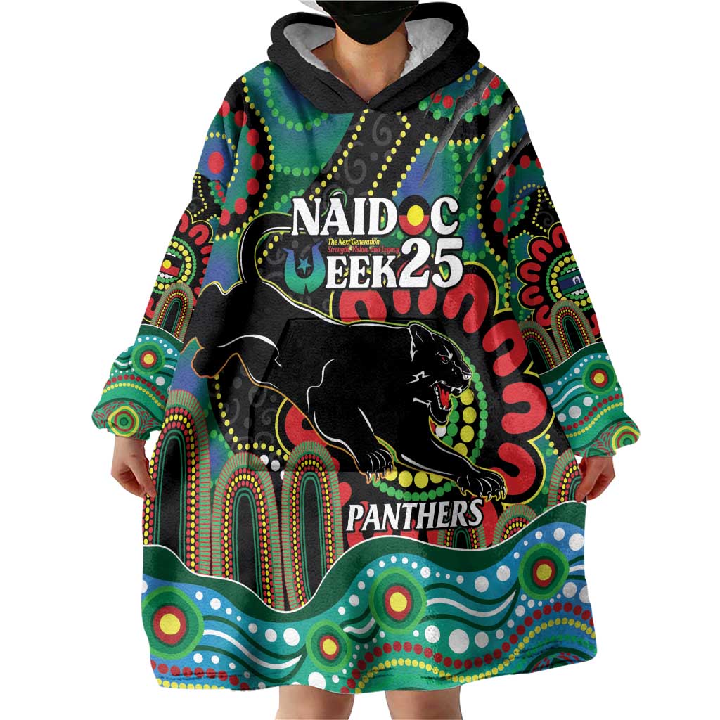 Custom NAIDOC Week 2025 Panthers Wearable Blanket Hoodie Go Mountain Men Indigenous Art