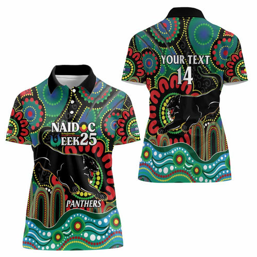 Custom NAIDOC Week 2025 Panthers Women Polo Shirt Go Mountain Men Indigenous Art