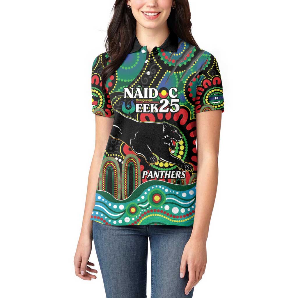 Custom NAIDOC Week 2025 Panthers Women Polo Shirt Go Mountain Men Indigenous Art