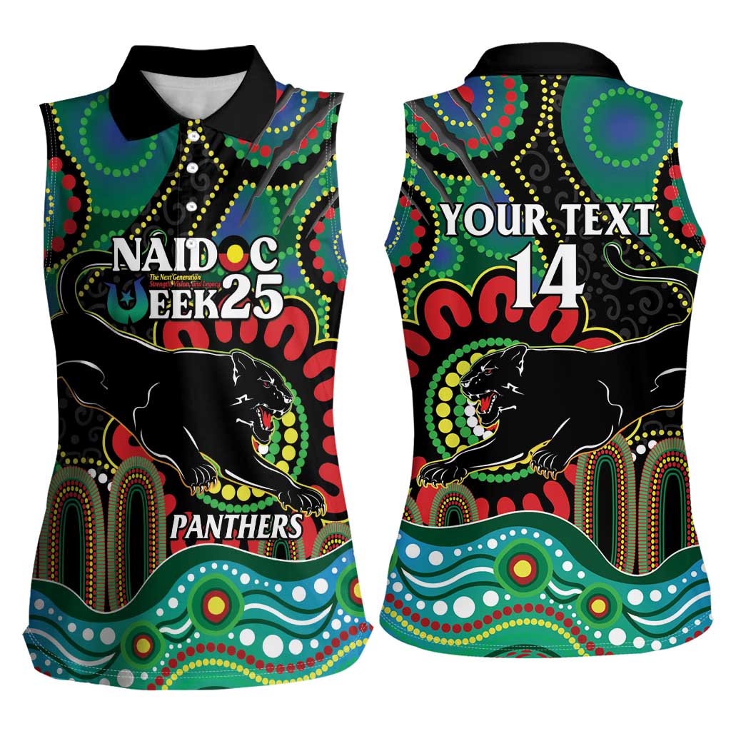 Custom NAIDOC Week 2025 Panthers Women Sleeveless Polo Shirt Go Mountain Men Indigenous Art