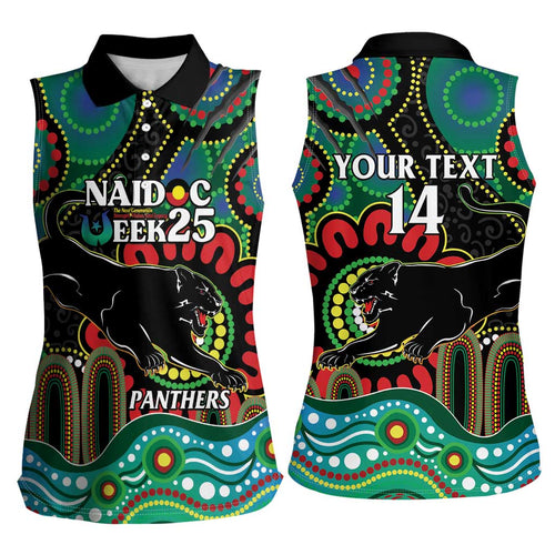Custom NAIDOC Week 2025 Panthers Women Sleeveless Polo Shirt Go Mountain Men Indigenous Art