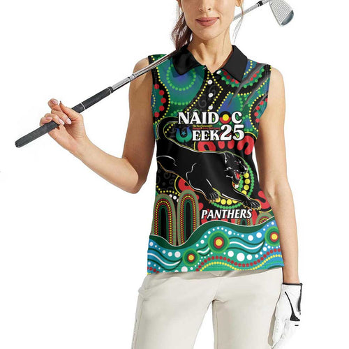 Custom NAIDOC Week 2025 Panthers Women Sleeveless Polo Shirt Go Mountain Men Indigenous Art