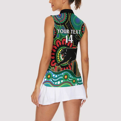 Custom NAIDOC Week 2025 Panthers Women Sleeveless Polo Shirt Go Mountain Men Indigenous Art