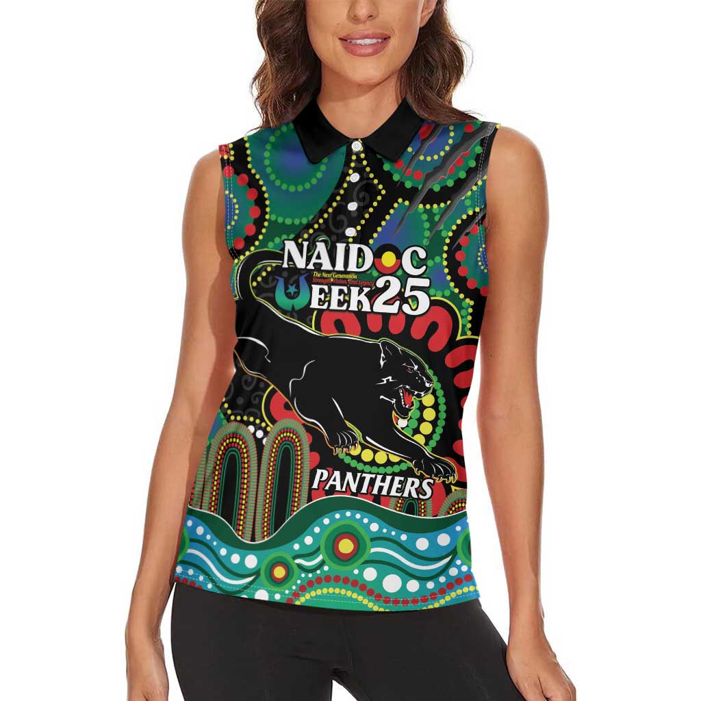 Custom NAIDOC Week 2025 Panthers Women Sleeveless Polo Shirt Go Mountain Men Indigenous Art