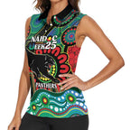 Custom NAIDOC Week 2025 Panthers Women Sleeveless Polo Shirt Go Mountain Men Indigenous Art