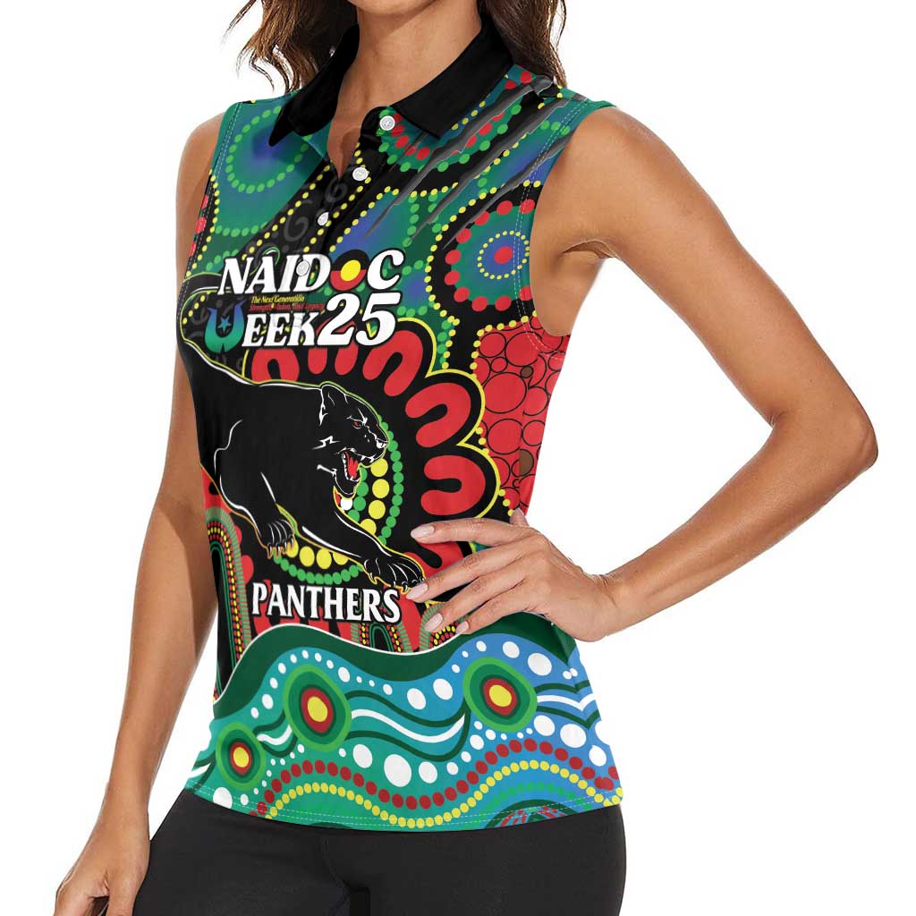 Custom NAIDOC Week 2025 Panthers Women Sleeveless Polo Shirt Go Mountain Men Indigenous Art