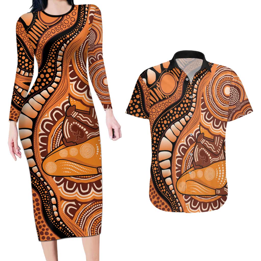 Australia Mother's Day 2026 Indigenous Art Couples Matching Long Sleeve Bodycon Dress and Hawaiian Shirt