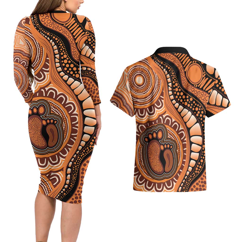 Australia Mother's Day 2026 Indigenous Art Couples Matching Long Sleeve Bodycon Dress and Hawaiian Shirt