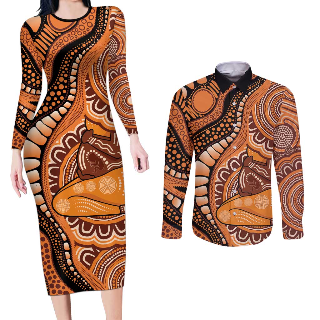 Australia Mother's Day 2026 Indigenous Art Couples Matching Long Sleeve Bodycon Dress and Long Sleeve Button Shirt