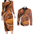 Australia Mother's Day 2026 Indigenous Art Couples Matching Long Sleeve Bodycon Dress and Long Sleeve Button Shirt