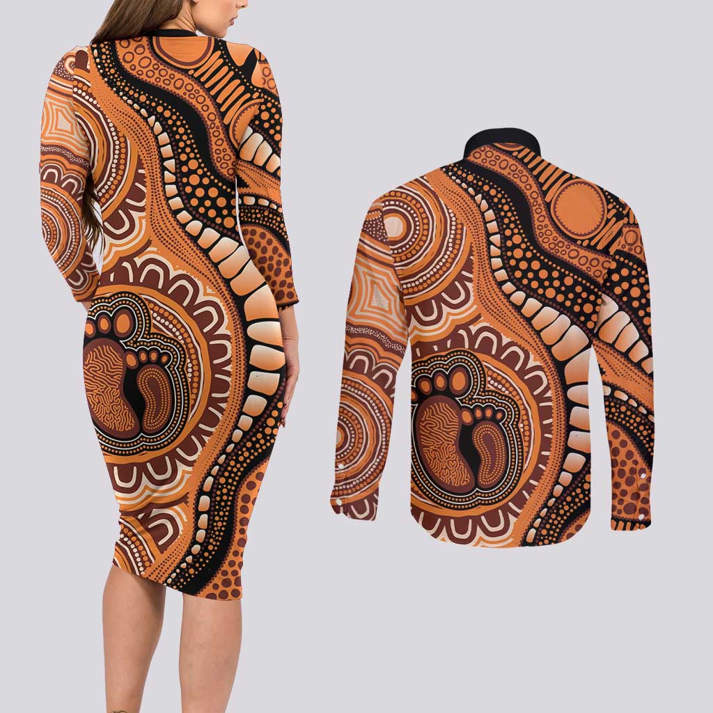 Australia Mother's Day 2026 Indigenous Art Couples Matching Long Sleeve Bodycon Dress and Long Sleeve Button Shirt