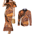 Australia Mother's Day 2026 Indigenous Art Couples Matching Mermaid Dress and Long Sleeve Button Shirt