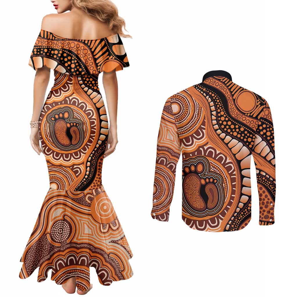 Australia Mother's Day 2026 Indigenous Art Couples Matching Mermaid Dress and Long Sleeve Button Shirt