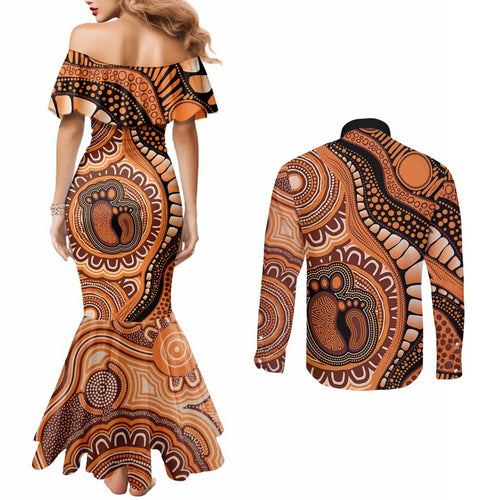 Australia Mother's Day 2026 Indigenous Art Couples Matching Mermaid Dress and Long Sleeve Button Shirt