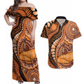 Australia Mother's Day 2026 Indigenous Art Couples Matching Off Shoulder Maxi Dress and Hawaiian Shirt