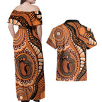 Australia Mother's Day 2026 Indigenous Art Couples Matching Off Shoulder Maxi Dress and Hawaiian Shirt