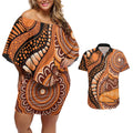 Australia Mother's Day 2026 Indigenous Art Couples Matching Off Shoulder Short Dress and Hawaiian Shirt