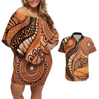 Australia Mother's Day 2026 Indigenous Art Couples Matching Off Shoulder Short Dress and Hawaiian Shirt