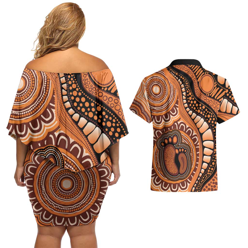 Australia Mother's Day 2026 Indigenous Art Couples Matching Off Shoulder Short Dress and Hawaiian Shirt