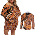 Australia Mother's Day 2026 Indigenous Art Couples Matching Off Shoulder Short Dress and Long Sleeve Button Shirt