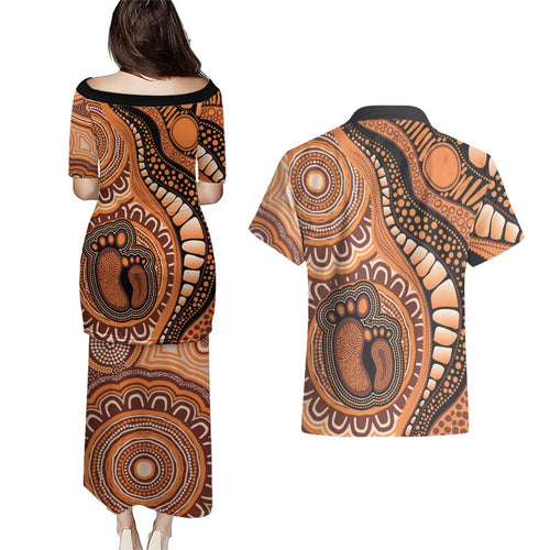 Australia Mother's Day 2026 Indigenous Art Couples Matching Puletasi and Hawaiian Shirt
