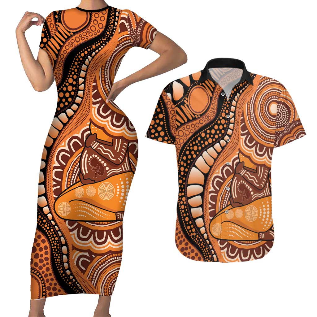 Australia Mother's Day 2026 Indigenous Art Couples Matching Short Sleeve Bodycon Dress and Hawaiian Shirt