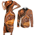 Australia Mother's Day 2026 Indigenous Art Couples Matching Short Sleeve Bodycon Dress and Long Sleeve Button Shirt