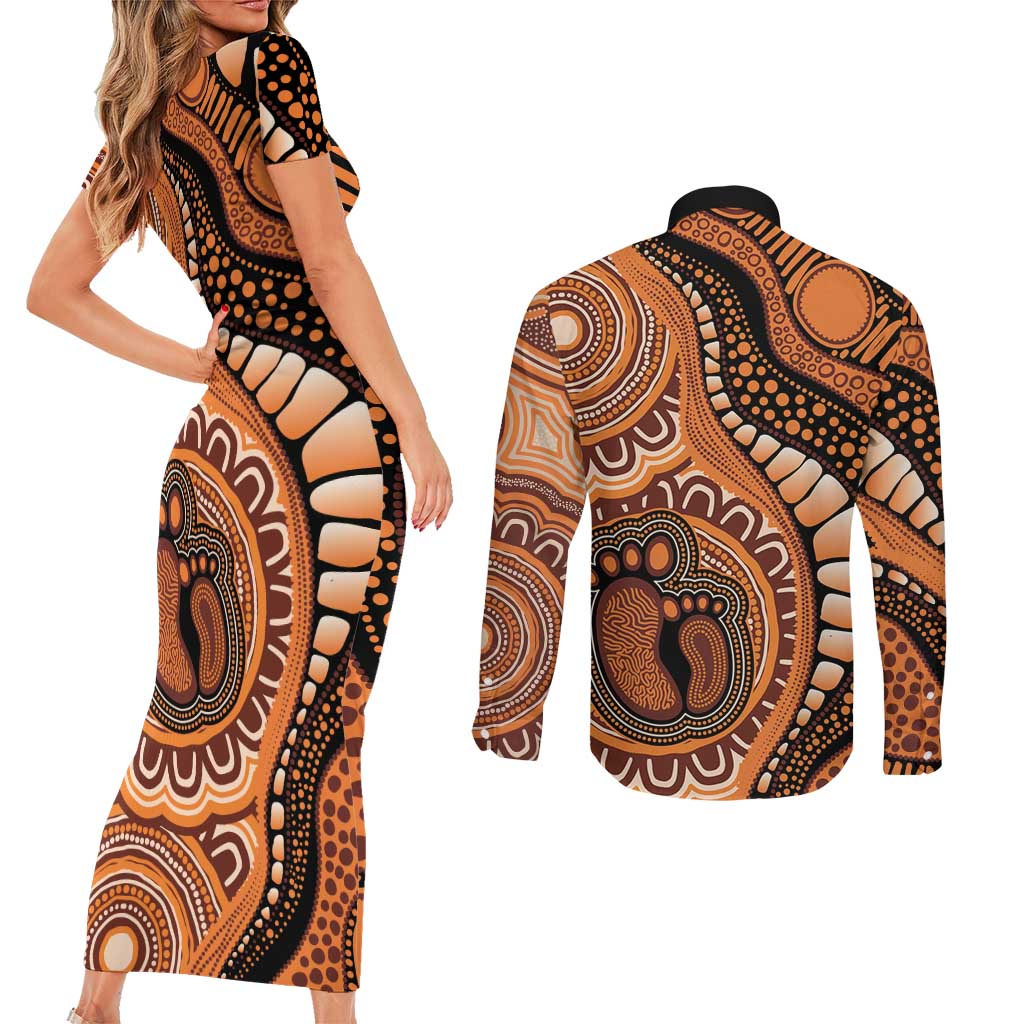 Australia Mother's Day 2026 Indigenous Art Couples Matching Short Sleeve Bodycon Dress and Long Sleeve Button Shirt