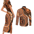 Australia Mother's Day 2026 Indigenous Art Couples Matching Short Sleeve Bodycon Dress and Long Sleeve Button Shirt