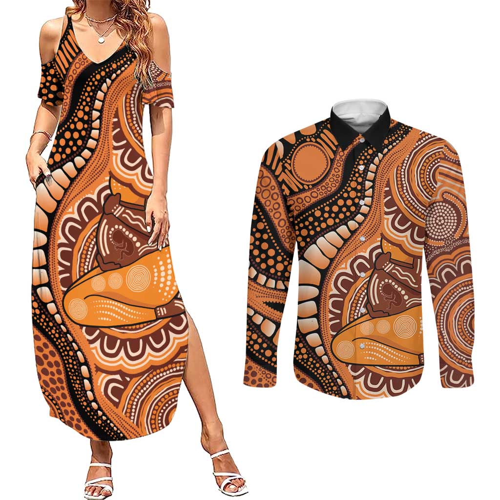 Australia Mother's Day 2026 Indigenous Art Couples Matching Summer Maxi Dress and Long Sleeve Button Shirt