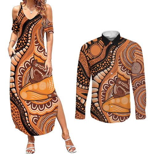 Australia Mother's Day 2026 Indigenous Art Couples Matching Summer Maxi Dress and Long Sleeve Button Shirt