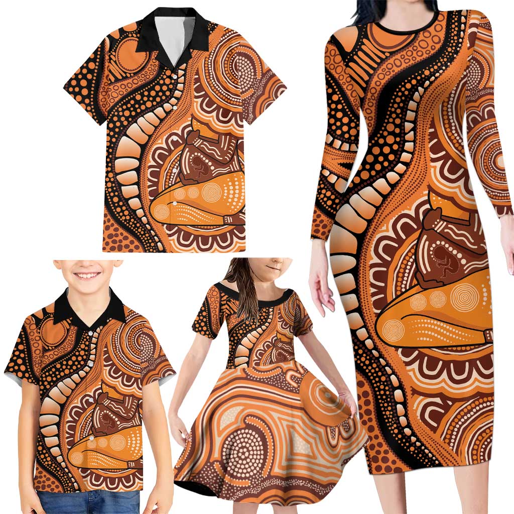 Australia Mother's Day 2026 Indigenous Art Family Matching Long Sleeve Bodycon Dress and Hawaiian Shirt