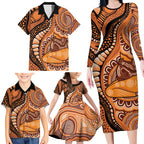 Australia Mother's Day 2026 Indigenous Art Family Matching Long Sleeve Bodycon Dress and Hawaiian Shirt