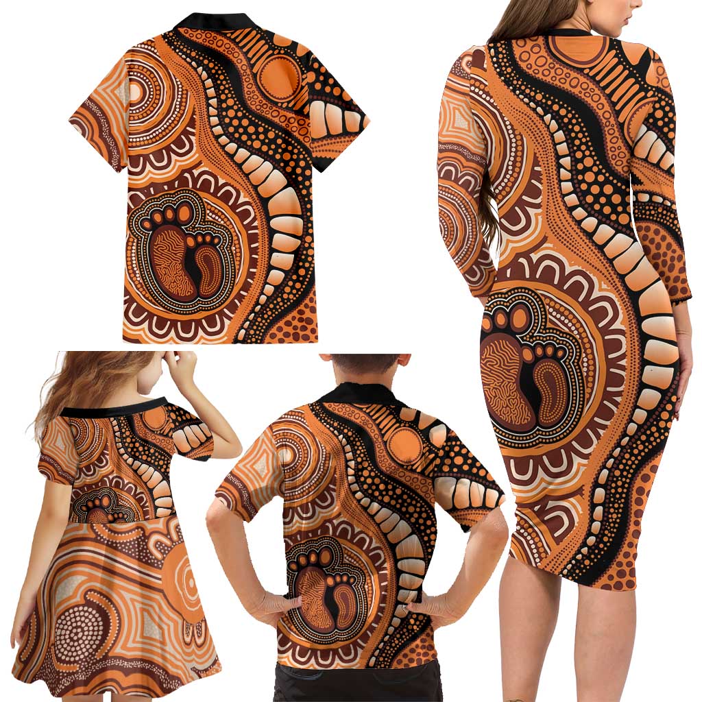 Australia Mother's Day 2026 Indigenous Art Family Matching Long Sleeve Bodycon Dress and Hawaiian Shirt