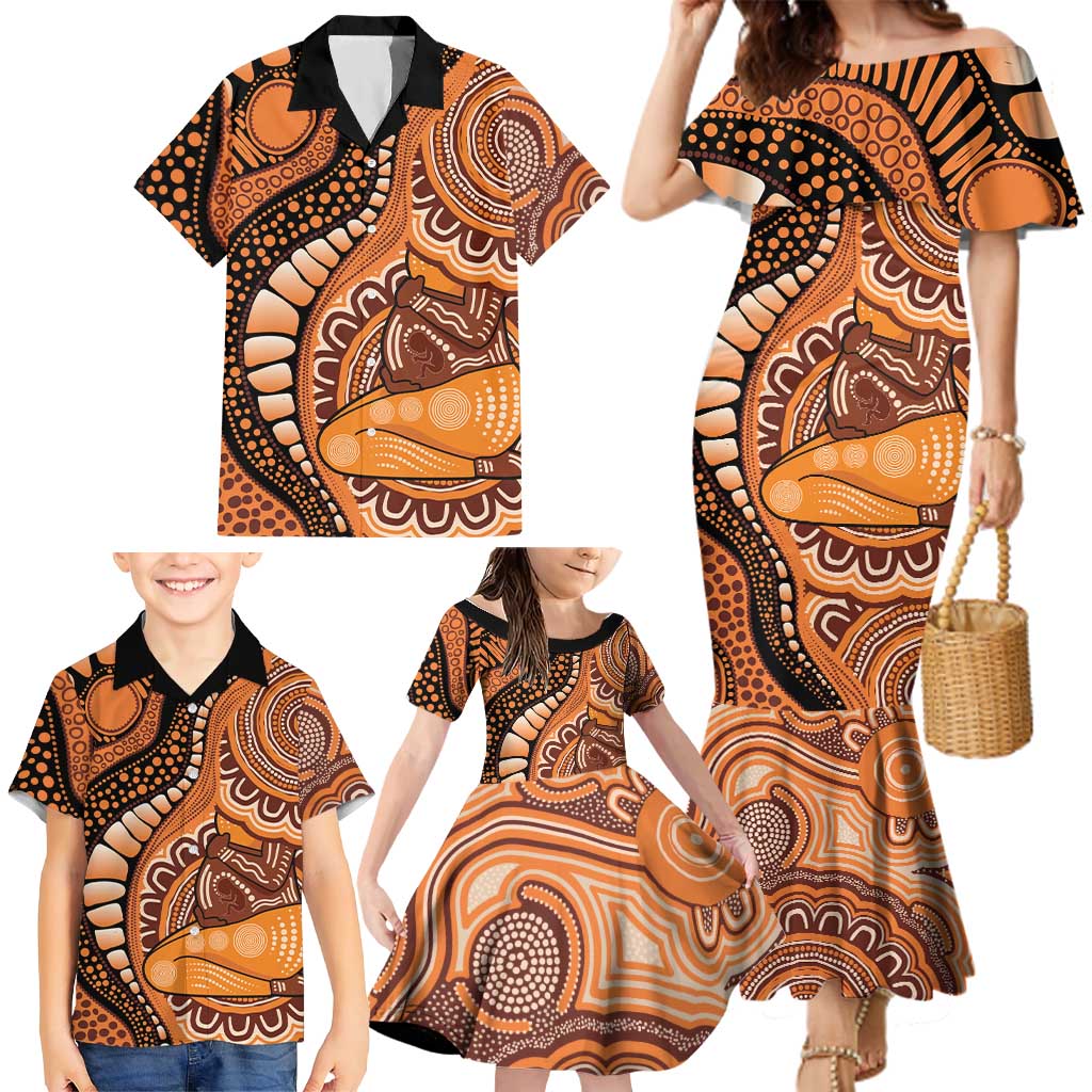 Australia Mother's Day 2026 Indigenous Art Family Matching Mermaid Dress and Hawaiian Shirt