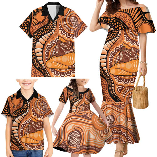 Australia Mother's Day 2026 Indigenous Art Family Matching Mermaid Dress and Hawaiian Shirt