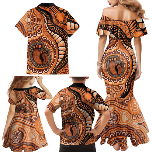 Australia Mother's Day 2026 Indigenous Art Family Matching Mermaid Dress and Hawaiian Shirt
