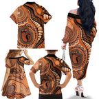 Australia Mother's Day 2026 Indigenous Art Family Matching Off The Shoulder Long Sleeve Dress and Hawaiian Shirt