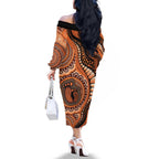 Australia Mother's Day 2026 Indigenous Art Family Matching Off The Shoulder Long Sleeve Dress and Hawaiian Shirt