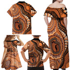 Australia Mother's Day 2026 Indigenous Art Family Matching Off Shoulder Maxi Dress and Hawaiian Shirt