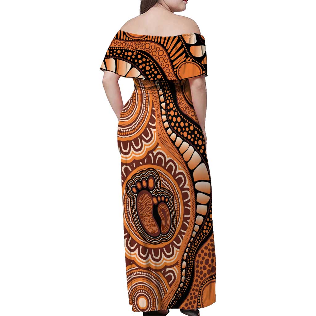 Australia Mother's Day 2026 Indigenous Art Family Matching Off Shoulder Maxi Dress and Hawaiian Shirt
